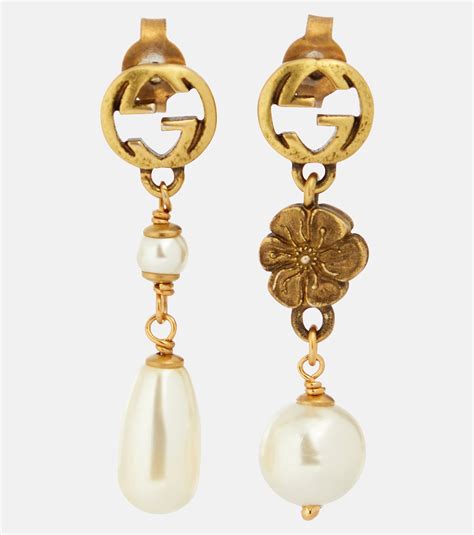 gg earrings pearl|gucci rhinestone earrings.